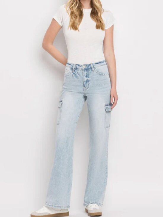 Vervet Denim - VERVET Denim 90's Vintage Super High Rise Cargo Straight Jeans-